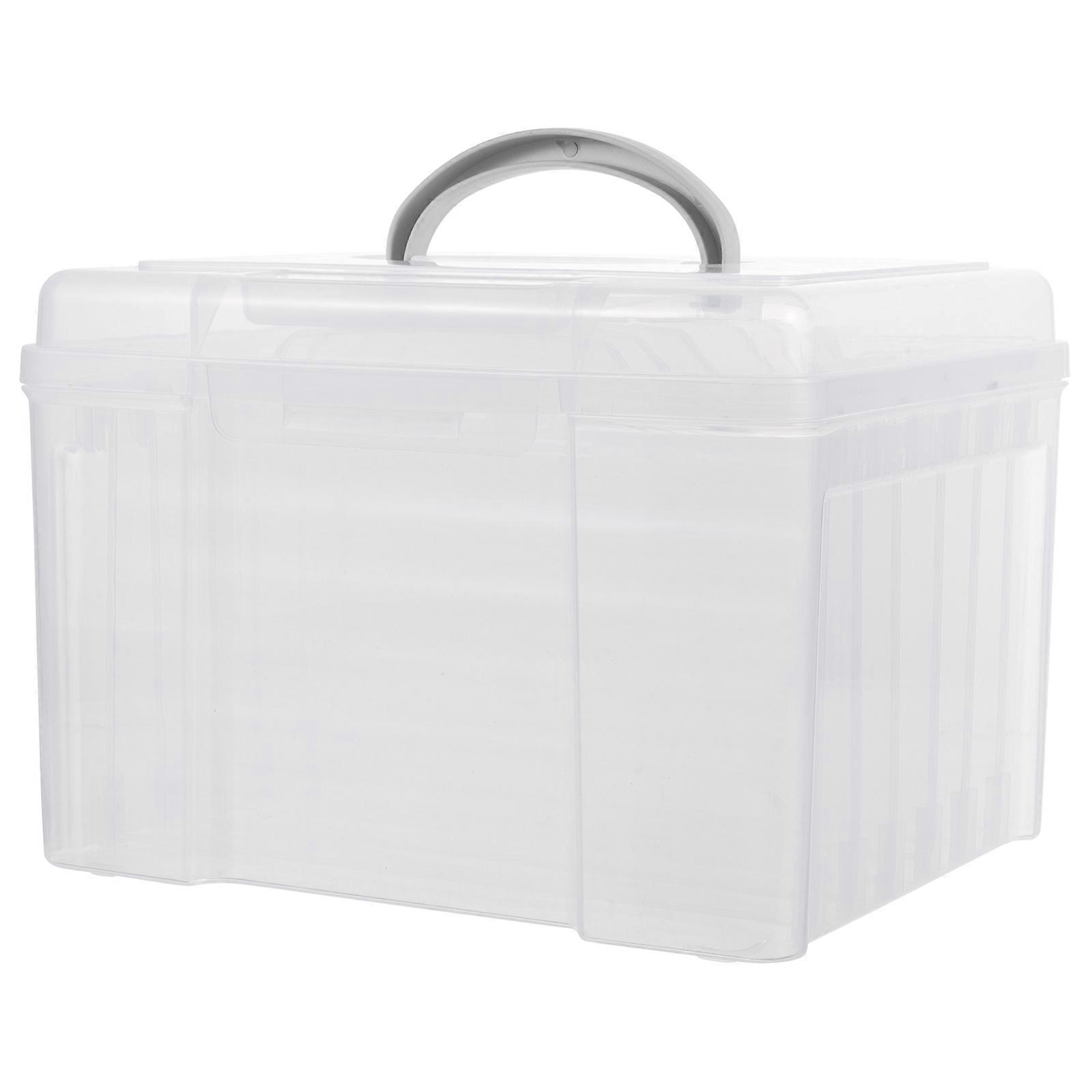 Clear Photo Storage Box Craft Photo Storage Box Travel Use Polypropylene Rectangular 14.25x10.6x4.72 Inches Durability 1Pack
