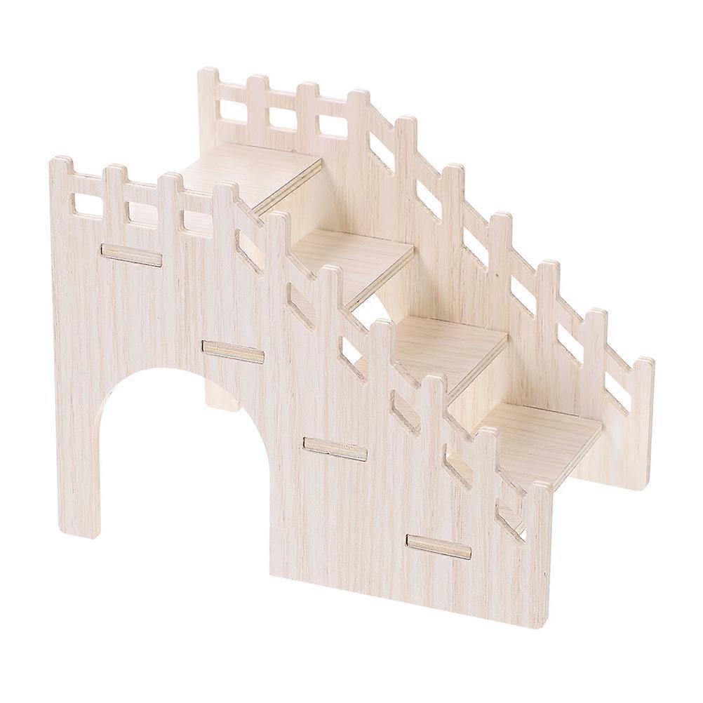 Wooden Ladder for Small Pets Khaki MultiFunctional Hamster Toy and Hideout 7.5 Inches