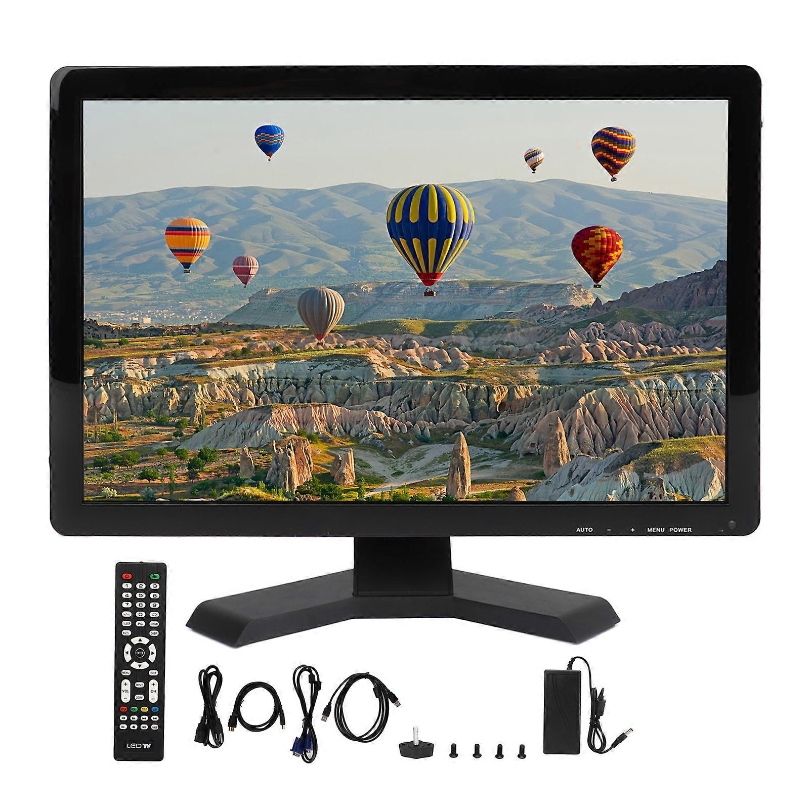 19in Monitor Capacitive Touch Screen 16:10 Color VGA AV BNC USB DC HD Multimedia Interface Dual Speakers with Remote Control 100‑240V US Plug