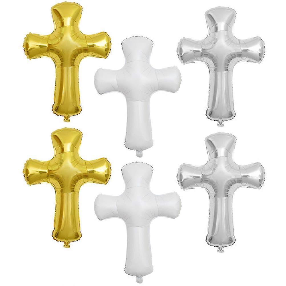 6pcs Cross Shape Balloons for Baptism Decorative Holy Balloons
