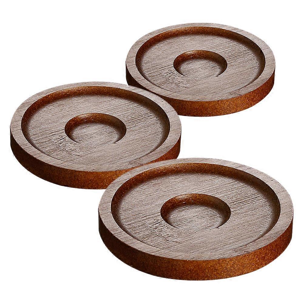 3pcs Wooden Whisky Coasters Heat Insulating Pads for Drinks Compact Lightweight Set Protecting Tabletops from Heat for Home Café Bar Use