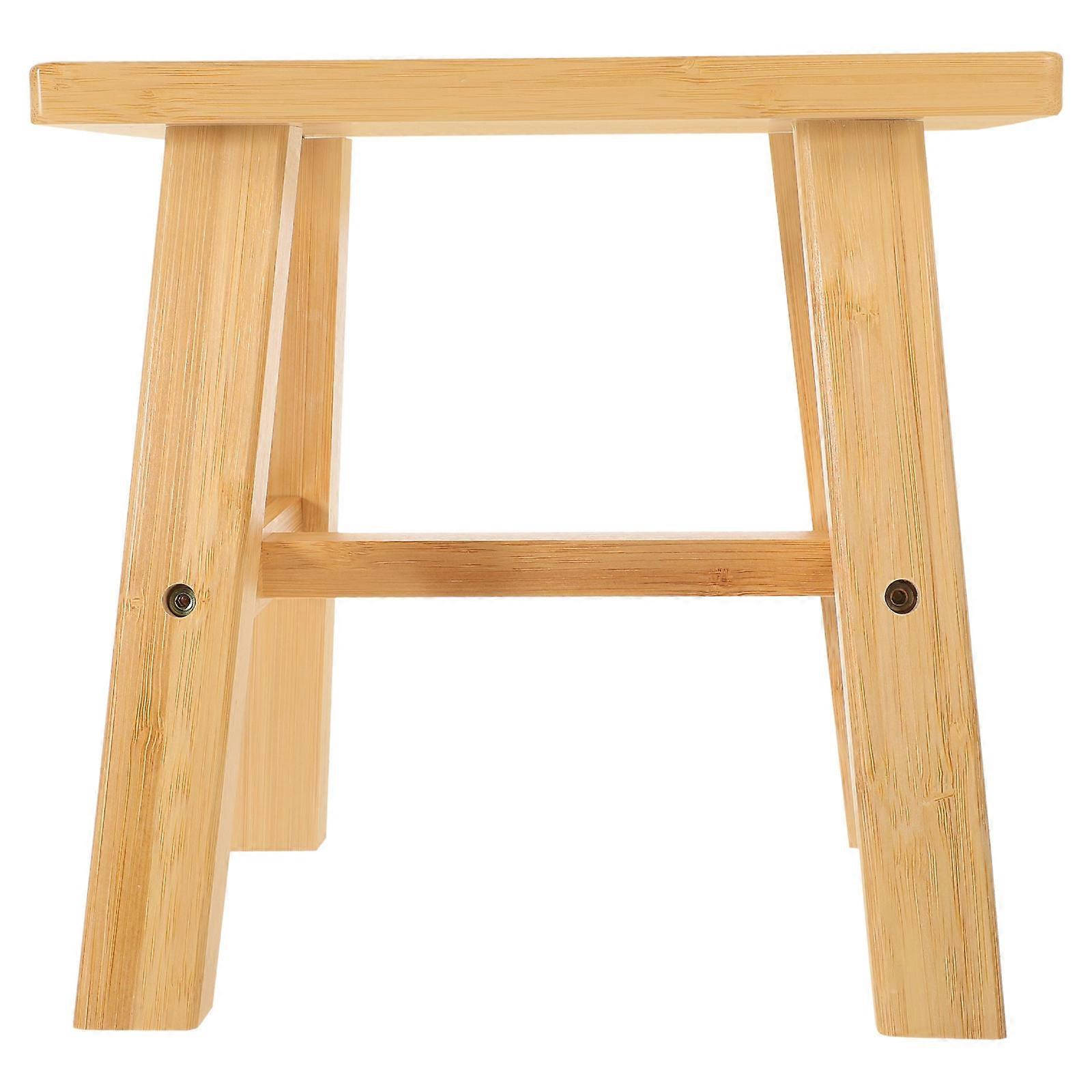 Light Yellow Bamboo Stool for Home Use Stable and with Excellent Craftsmanship 12.5 inches