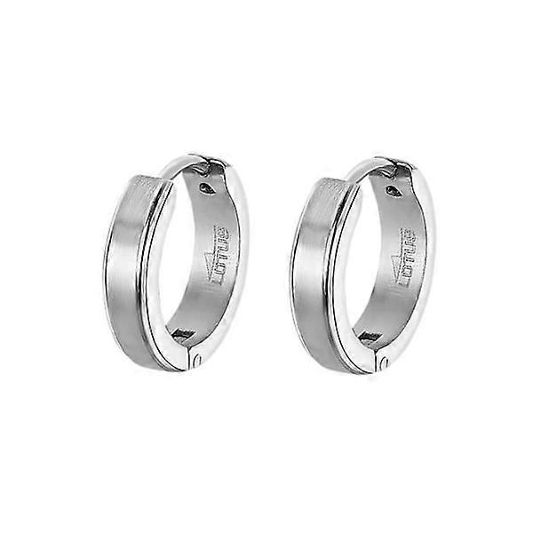 Earrings - LOTUS - Hanging Earrings for Men - Steel - White - 16 mm diameter