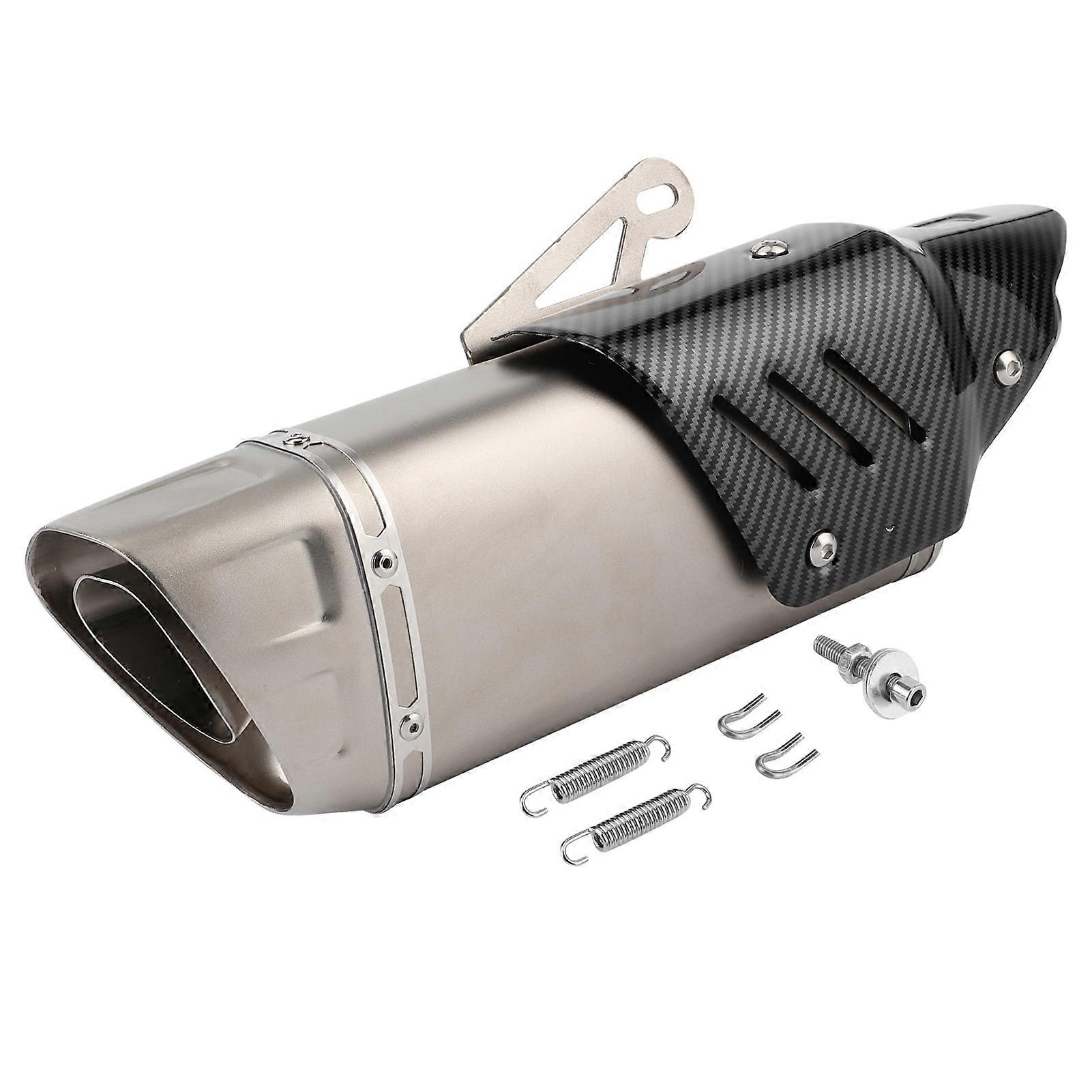 Carbon fiber exhaust tip for motorcycle with stainless steel cover