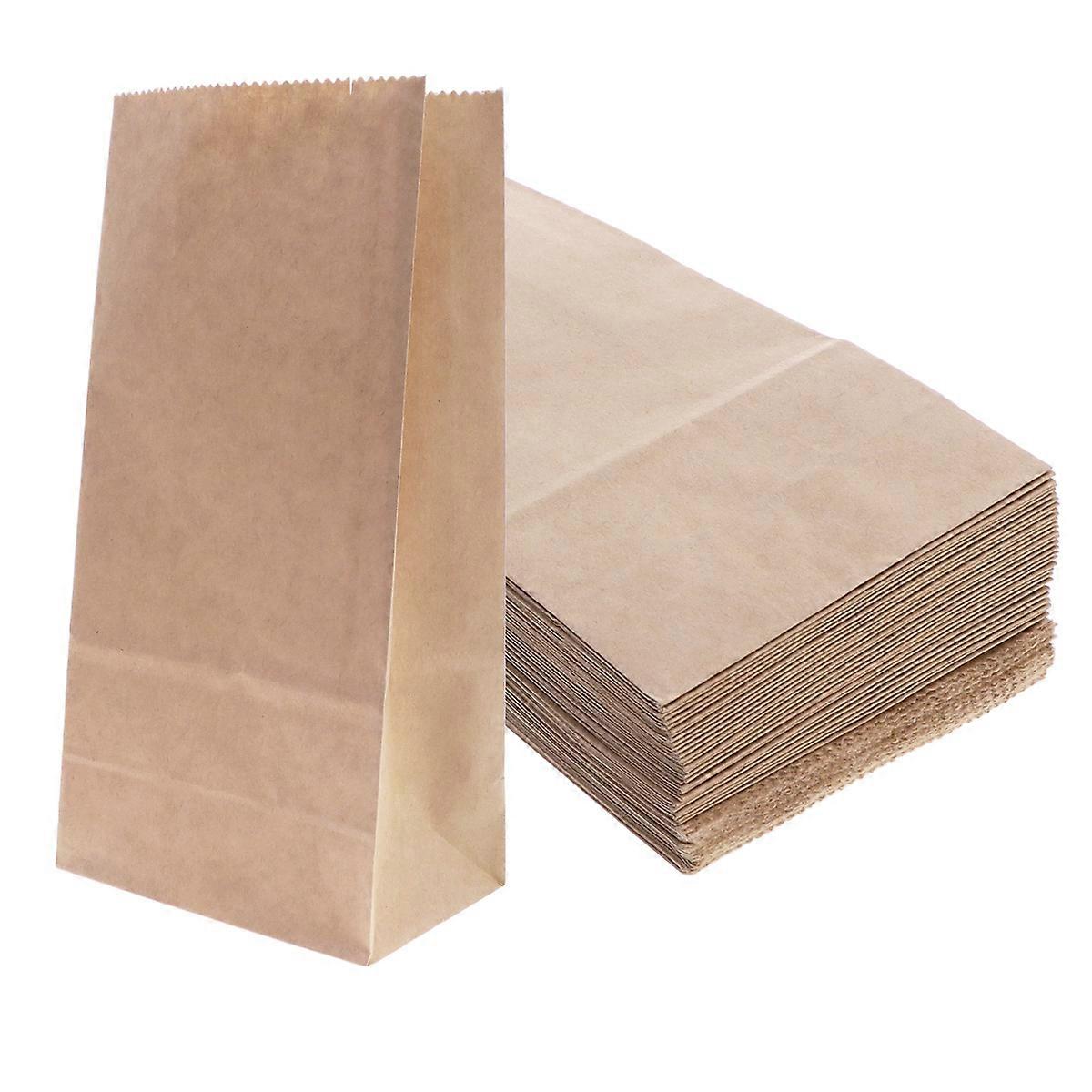 100Pack Kraft Paper Packaging Bag Square Bottom Design Suitable For Food In Shops Restaurants