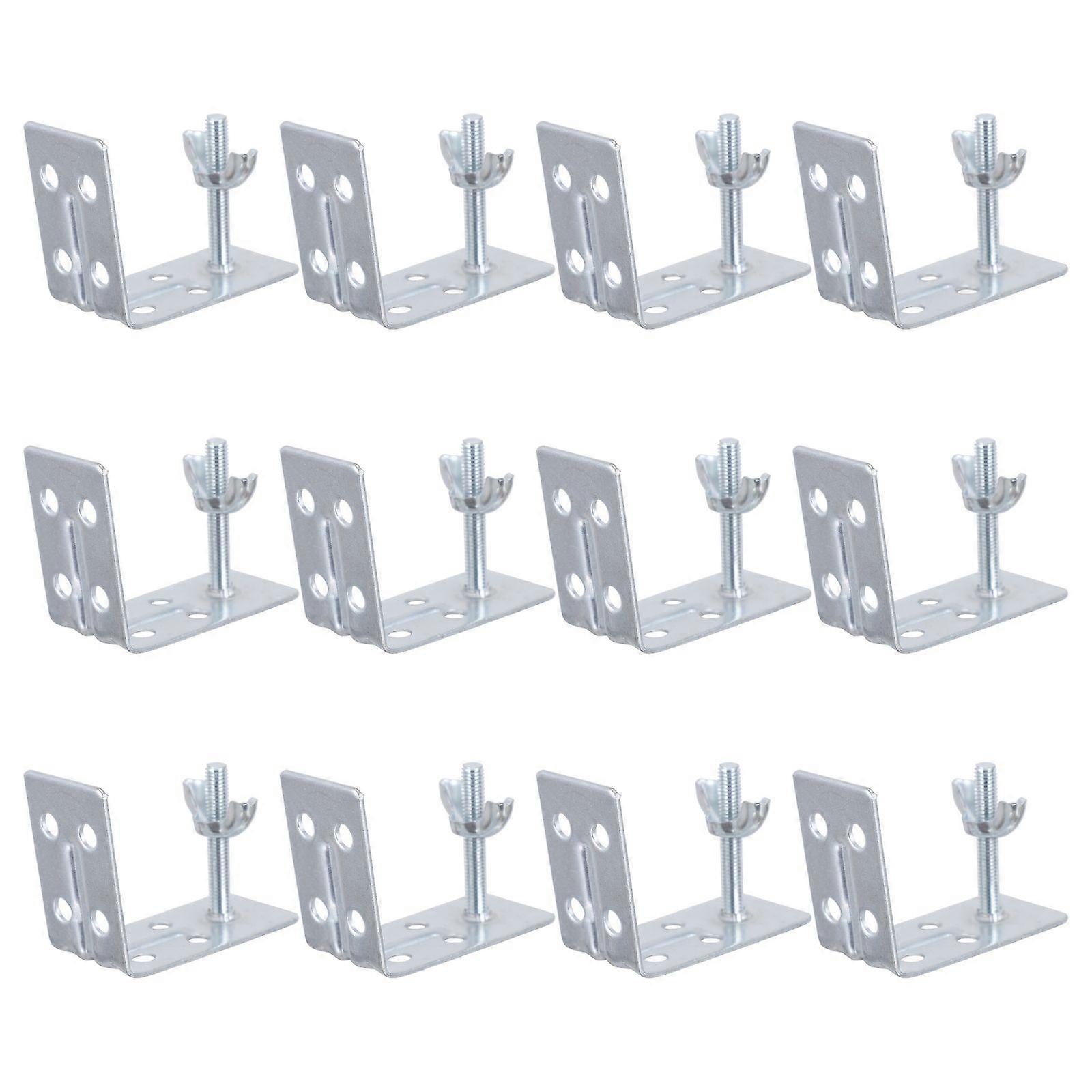 12Pcs Heavy-duty Silver Iron Curtain L Brackets for Home Use Simple Adjustable Design