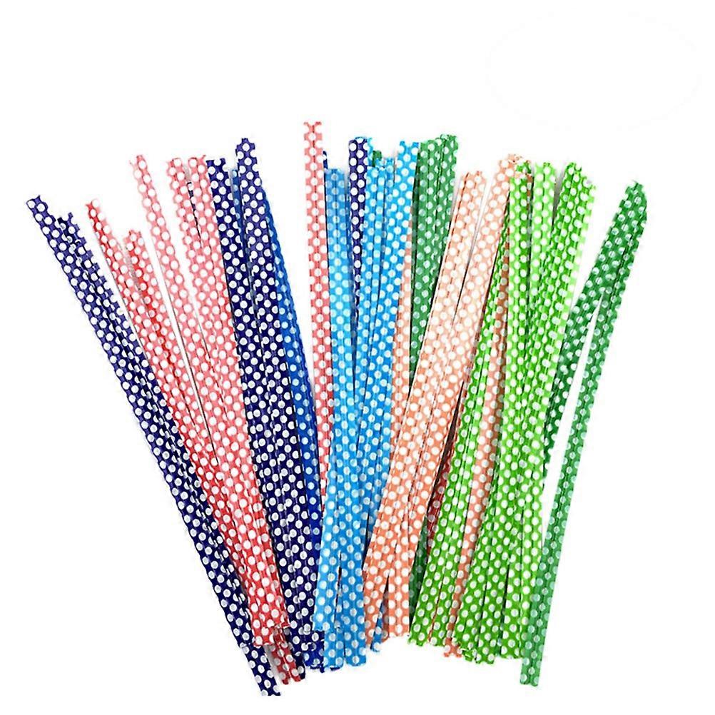 Bag Ties for Food Metallic Dot Pattern Ties for Bag Package Assorted Color PVC Material 500Pcs