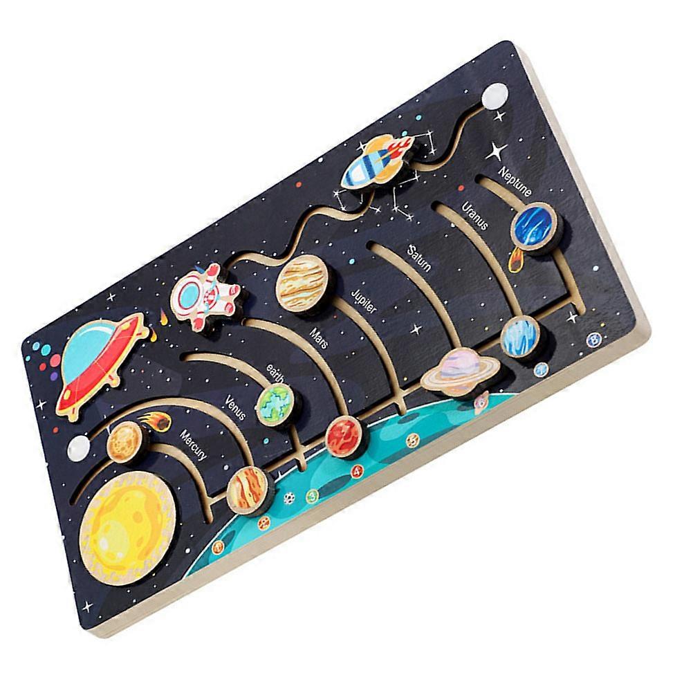 Wooden Solar System Puzzle Set for Preschool Learning Activities to Enhance Creativity and Coordination with Movable Planets
