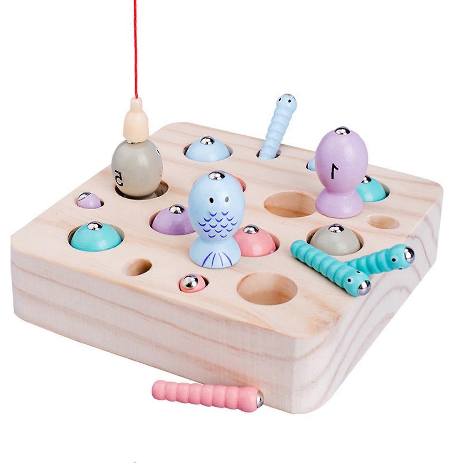 Fishing Game for Kids Counting and Color Sorting Puzzle Wooden Toy Interactive Learning Toy for Preschool Children Ages 2 Girls Teaching Material