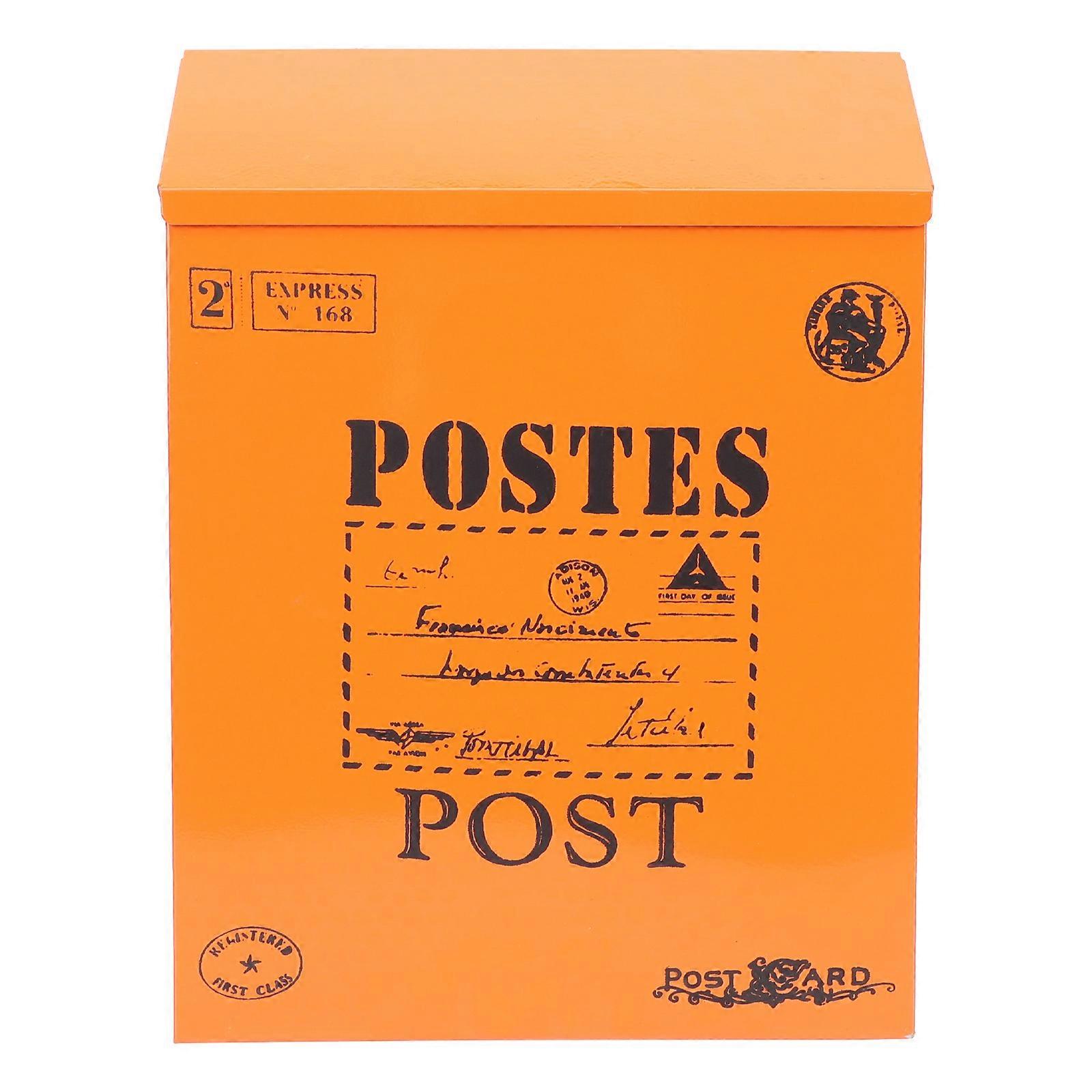 Rustic Vintage Mail Storage Wall Mount Mailbox For Garden Decoration In Orange 29.3x21.7cm 1Pack