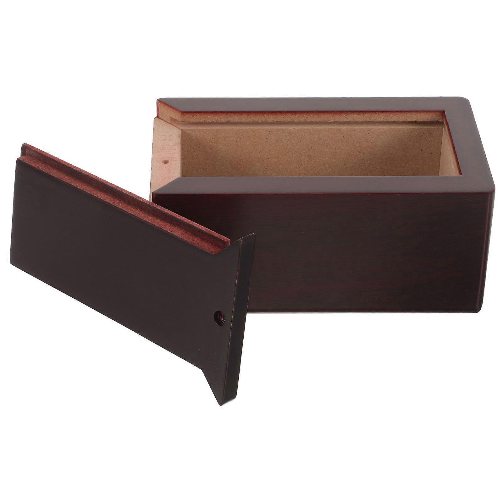 Dog Ashes Urn Pet Memorial Cinerary Casket Simple Design Dark Red Wooden Material Sealed Storage 1Pcs
