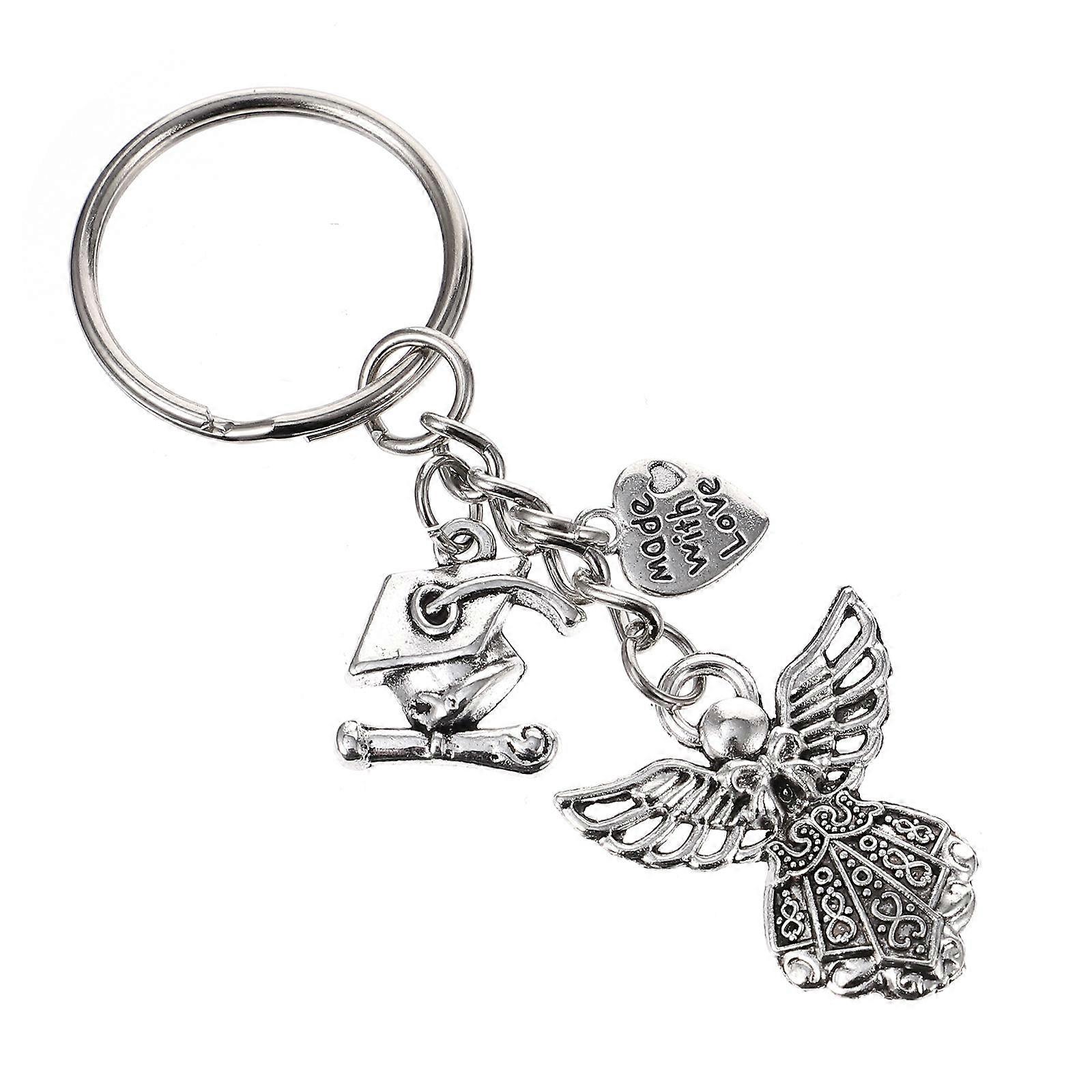 Doctoral Cap Alloy Pendant For House Keys And Backpacks In Silver Color With Unique Decoration 1Pcs