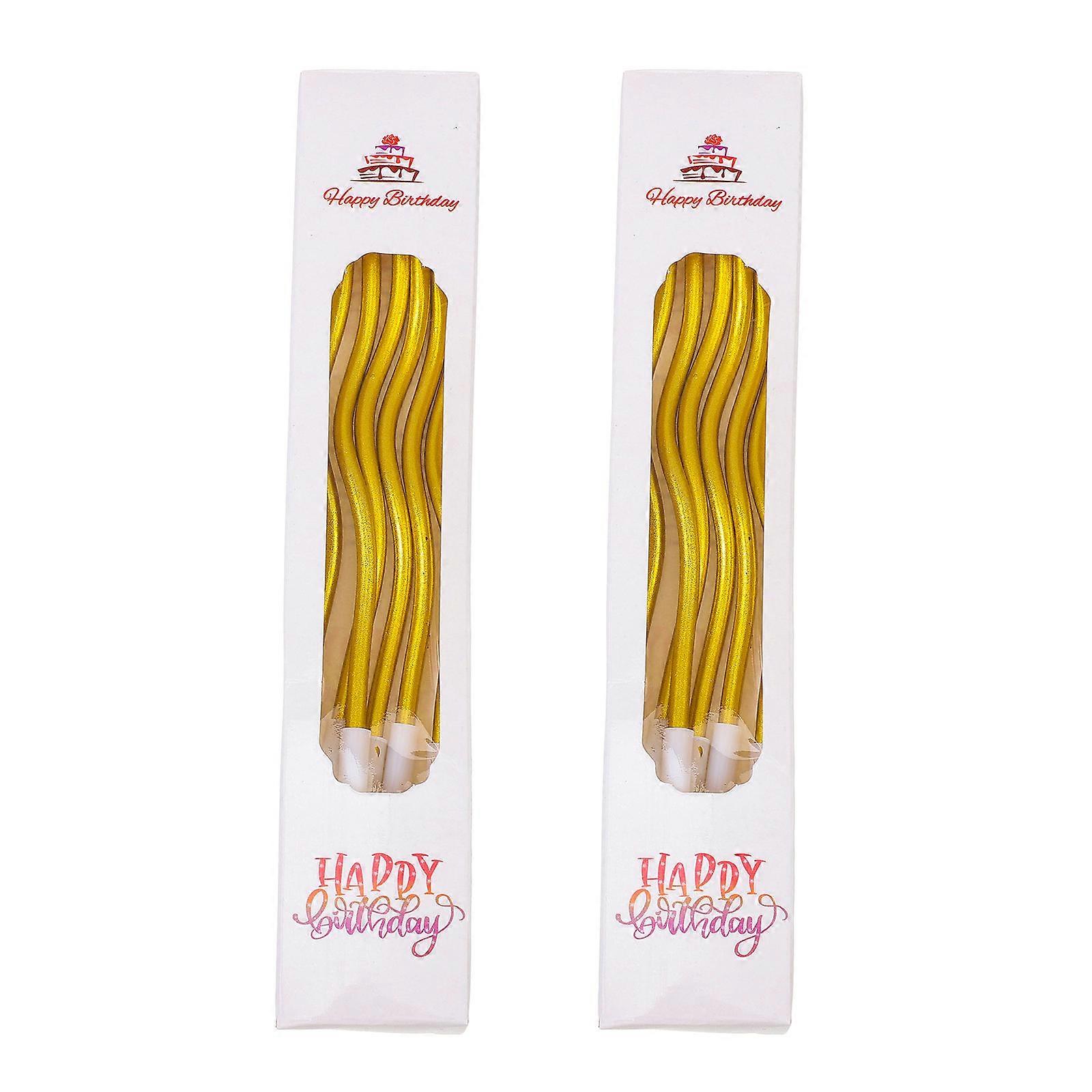 Birthday Celebration Candles For Dessert Decoration In Golden Color Perfect For All Ages 2 Boxes