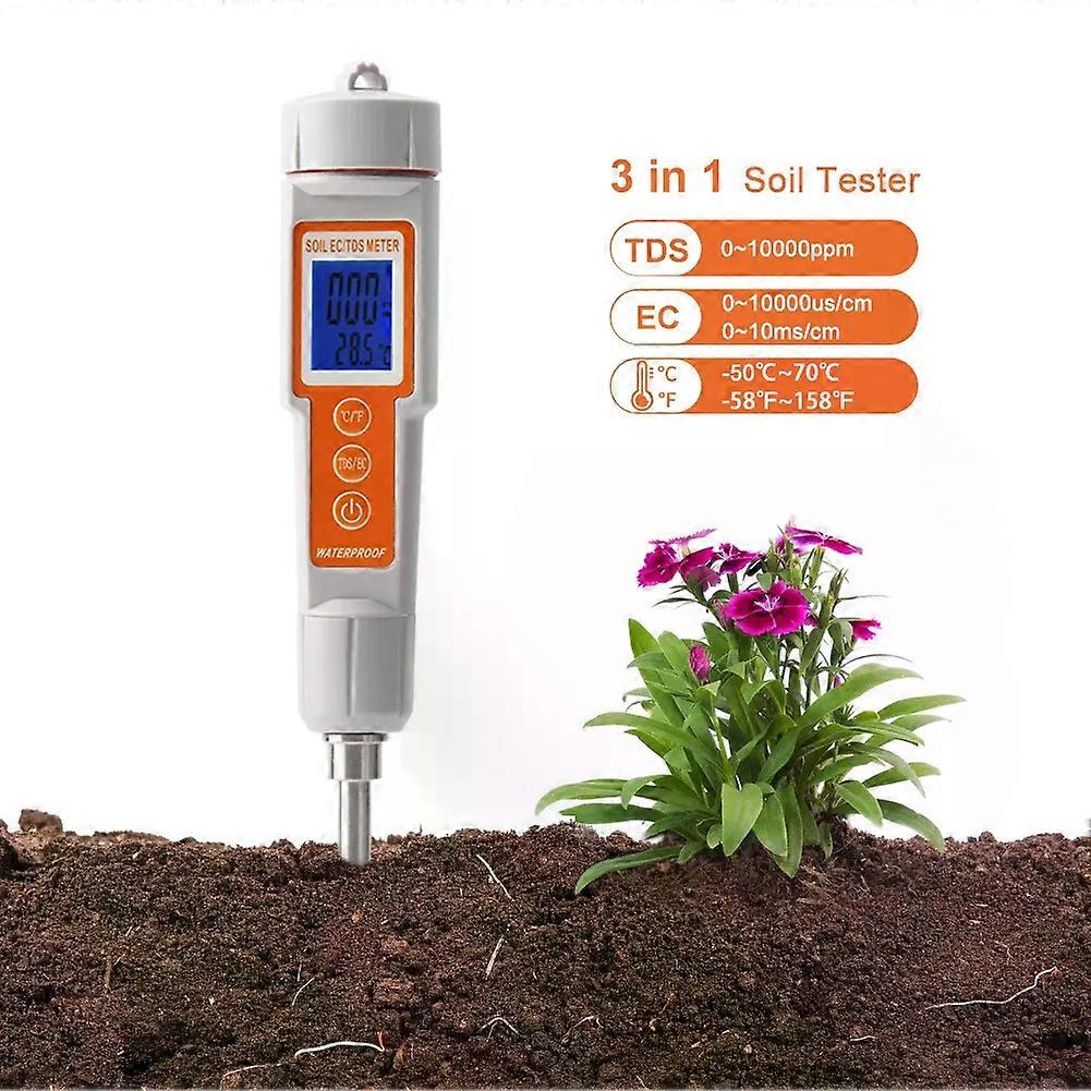Digital Soil EC TDS Temperature Measuring Device Universal PPM CF Meter Potted Plant Soil Testing Instrument Gardening Measuring Tools