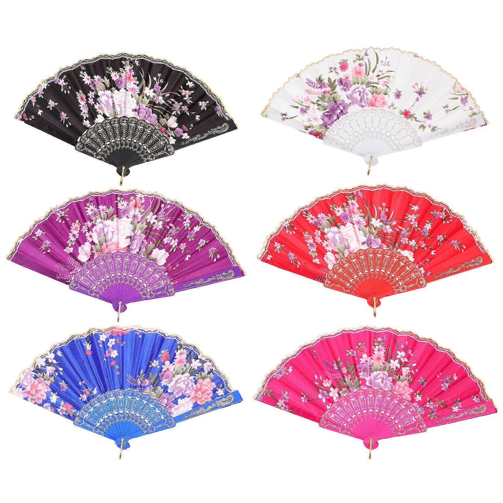 Handheld Dancing Fan 6Pcs Photo Prop For Women In Assorted Color Ideal For Celebrations