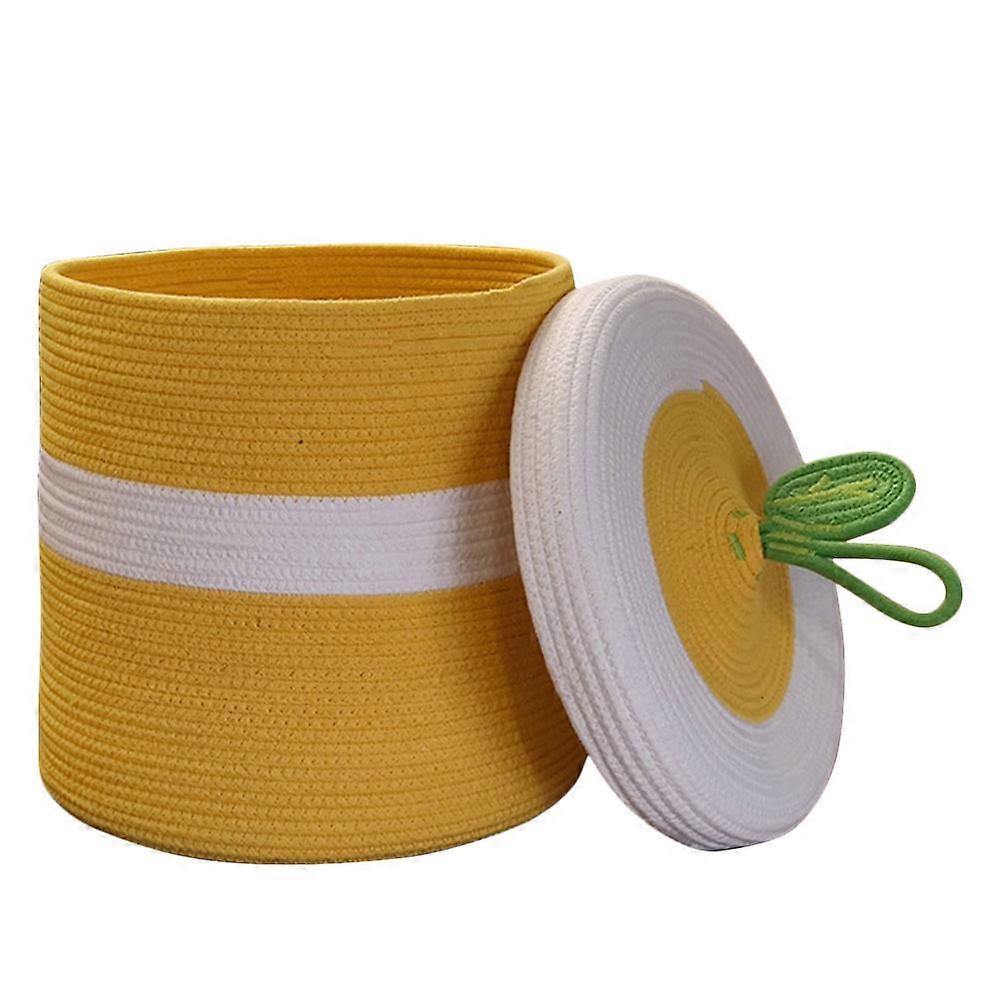 Multi-Purpose Storage Basket Dirt Clothes Basket For Households 30X30X30CM Yellow Cotton 1Pack