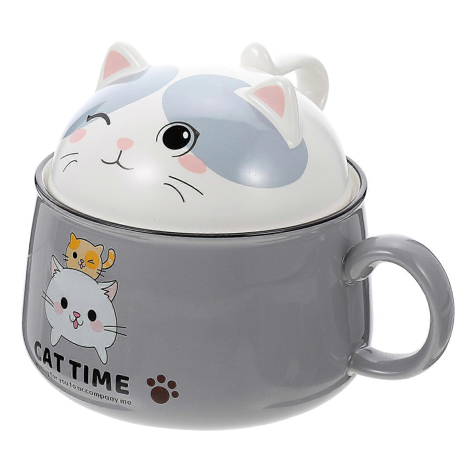 Cartoon Cat Ceramic Bowl for Home Use Decorative Instant Noodles Container