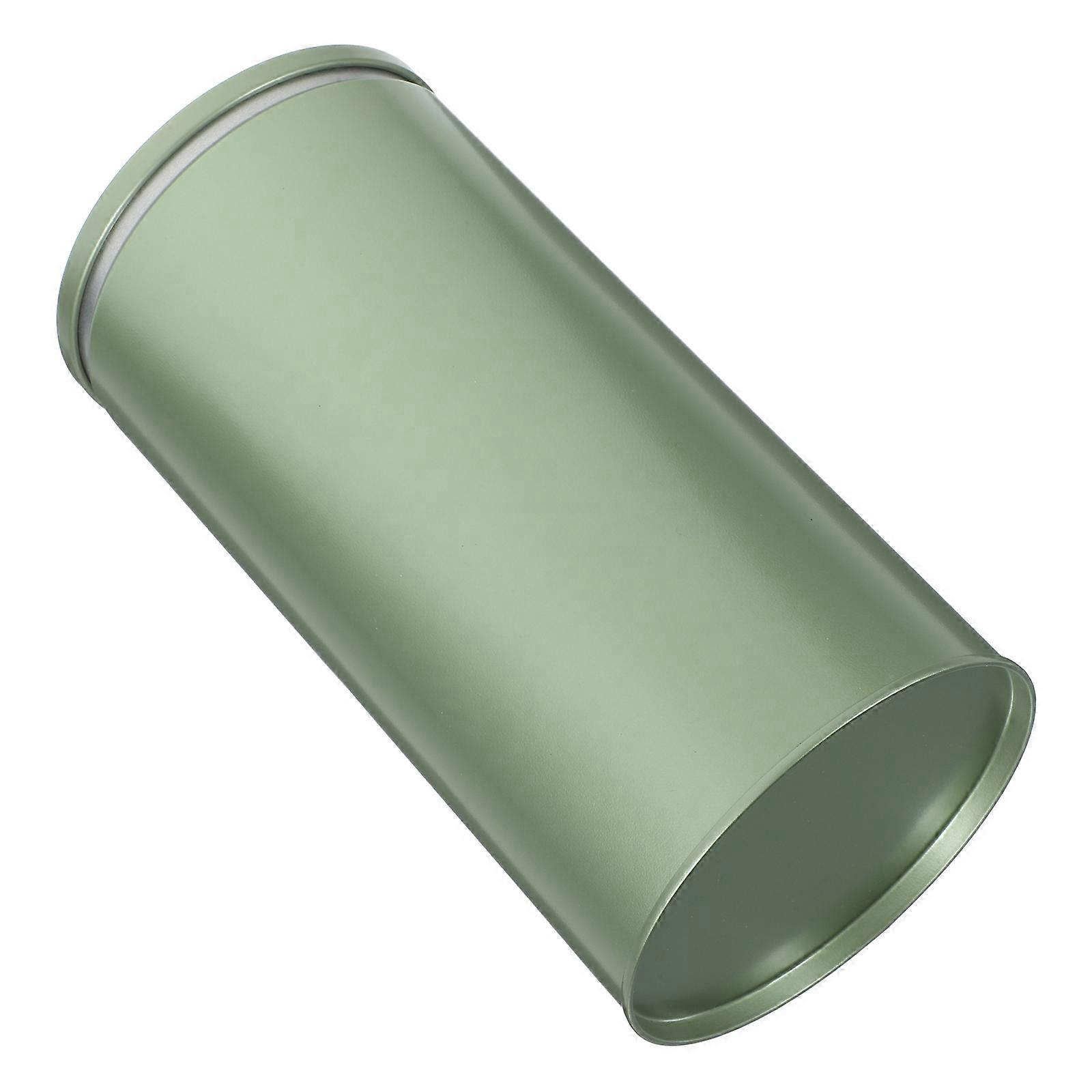 Olive Green Tea Canister with Airtight Lid for Home Use Made of Tinplate 2pcs