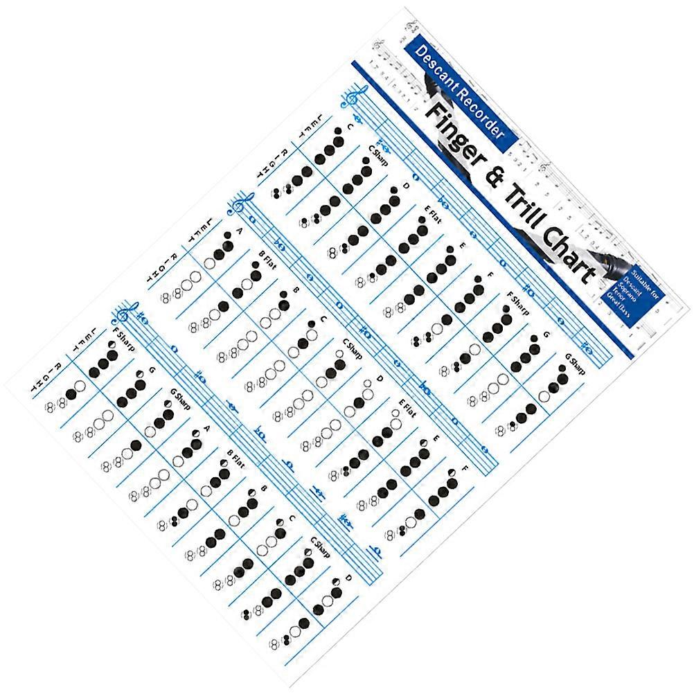 Bass Recorder Chords Finger Chart for Students Multi Coated Paper 7 Pieces