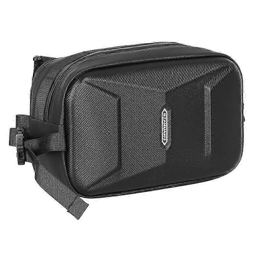 RZAHUAHU 591 3L Hard Shell Bicycle Handlebar Bag Waterproof PU Bicycle Front Bag - Black (Black)