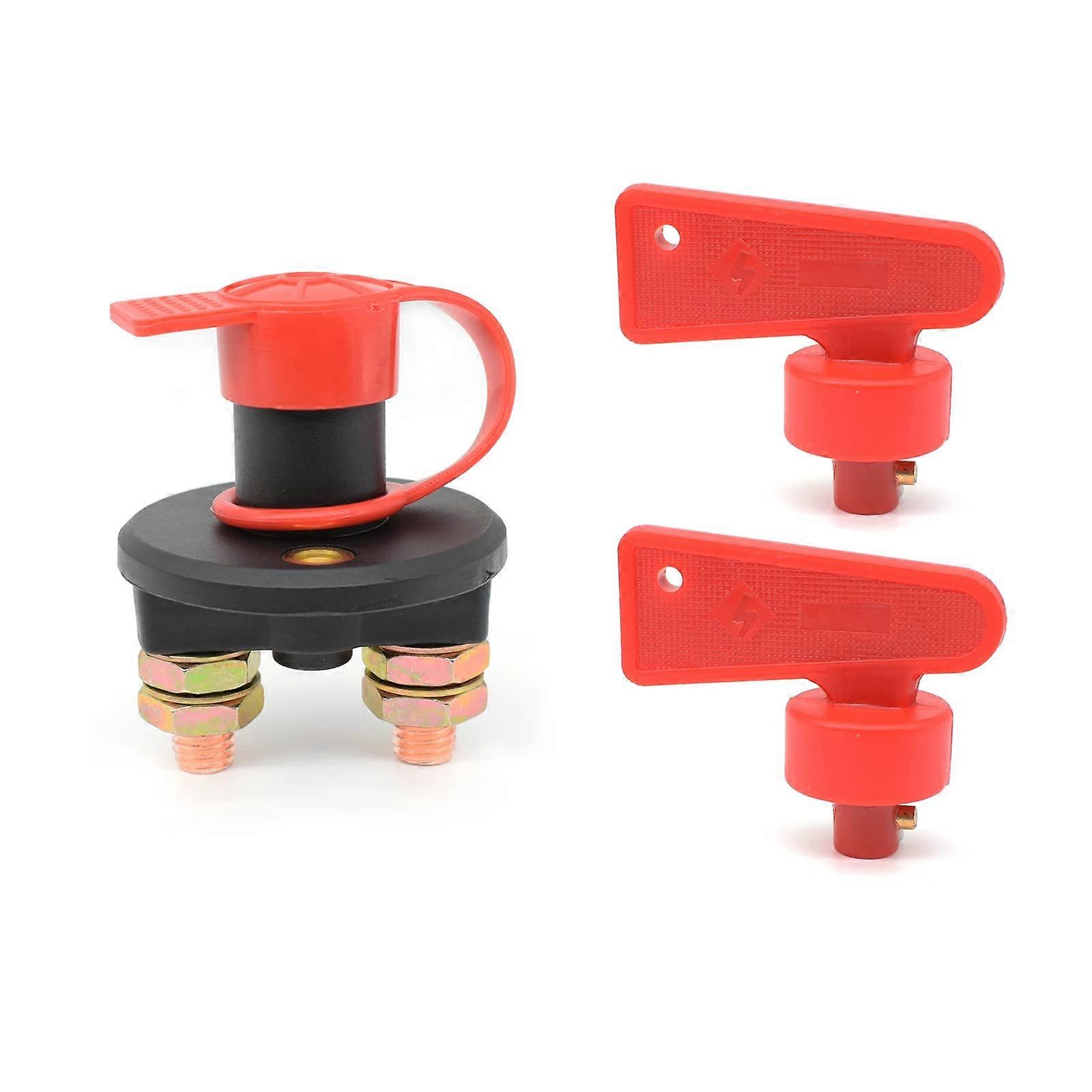 Battery Isolator Switch 12V/24V, 100A, Waterproof, 2 Keys, Quick Disconnect, Round Post for Car, Motorcycle, Boat
