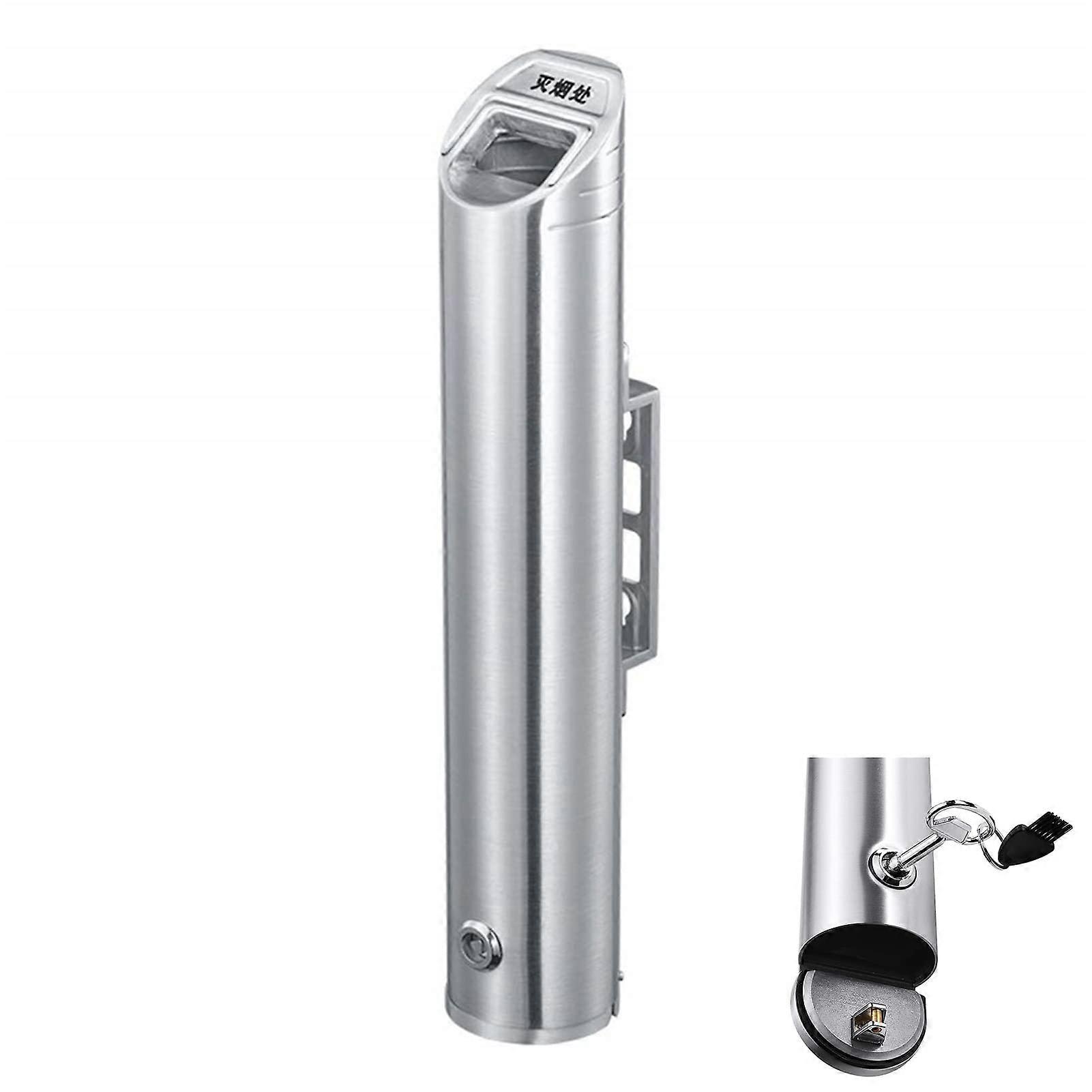 Outdoor Cylinder Wall Mounted Ashtray Stainless Steel Lockable for Home, Bar, Office
