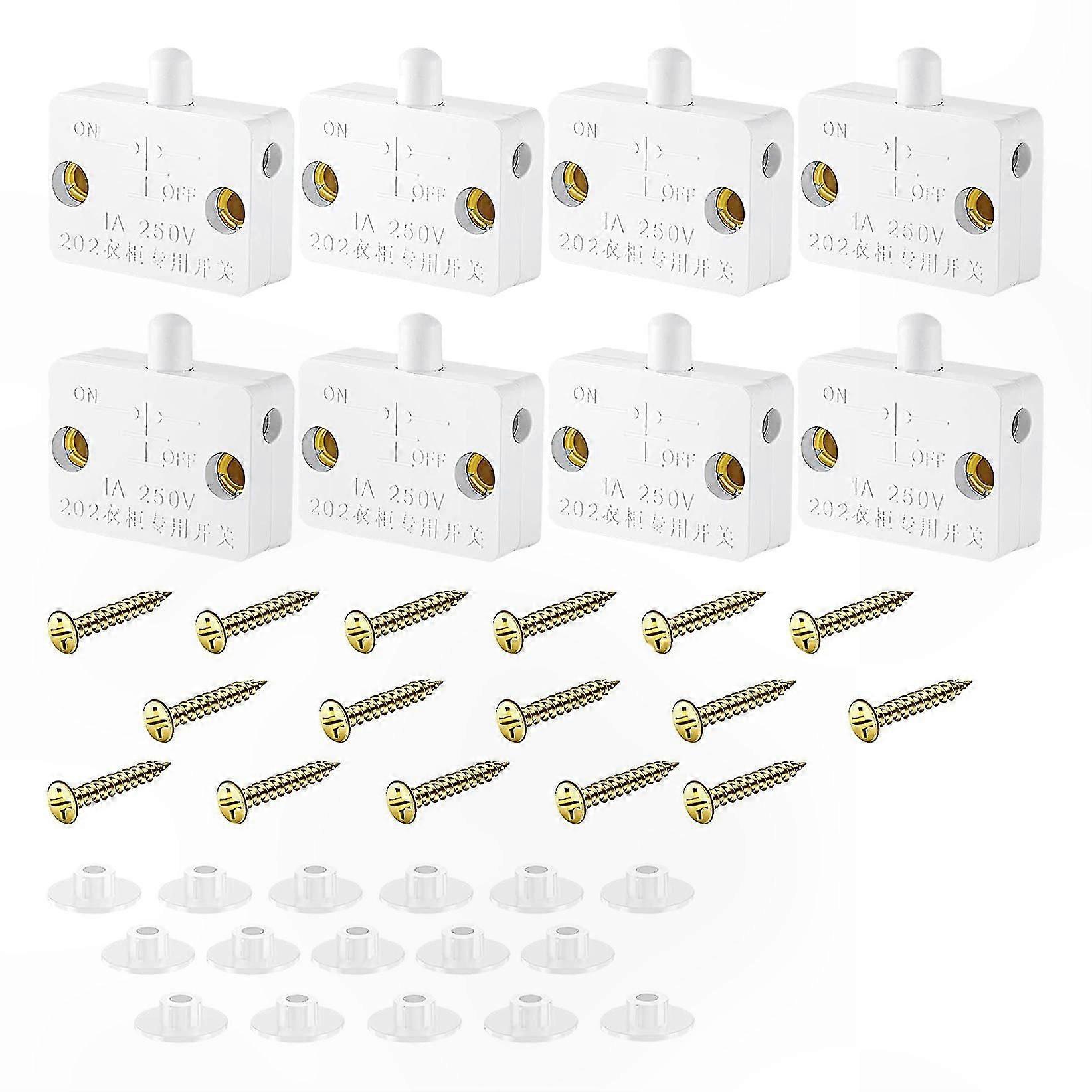 8-Piece Automatic Cabinet Lamp Touch Switch, Compatible with Wardrobe Lighting, 12V 24V 110V, White