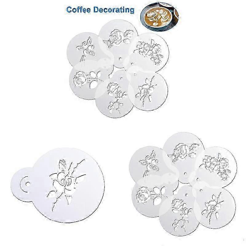 6pcs Coffee Decorating Stencils Fancy Printing Model Coffee Foam Spray Template