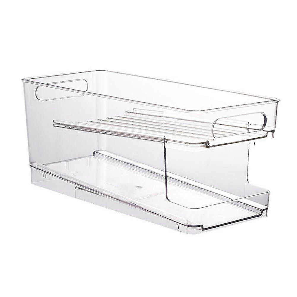 2-Tier Refrigerator Can Organizer - Rolling Beverage Storage Box For Soda And Lemonade