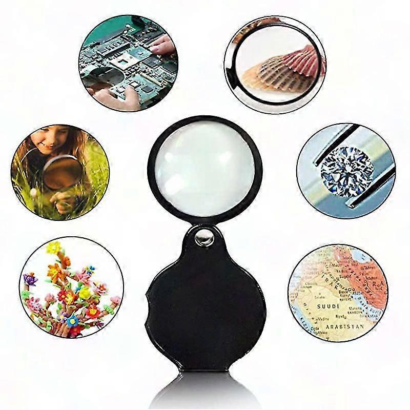 Mini Pocket Magnifier 5X Optical Glass with Protective Case for Office, Reading & Leisure