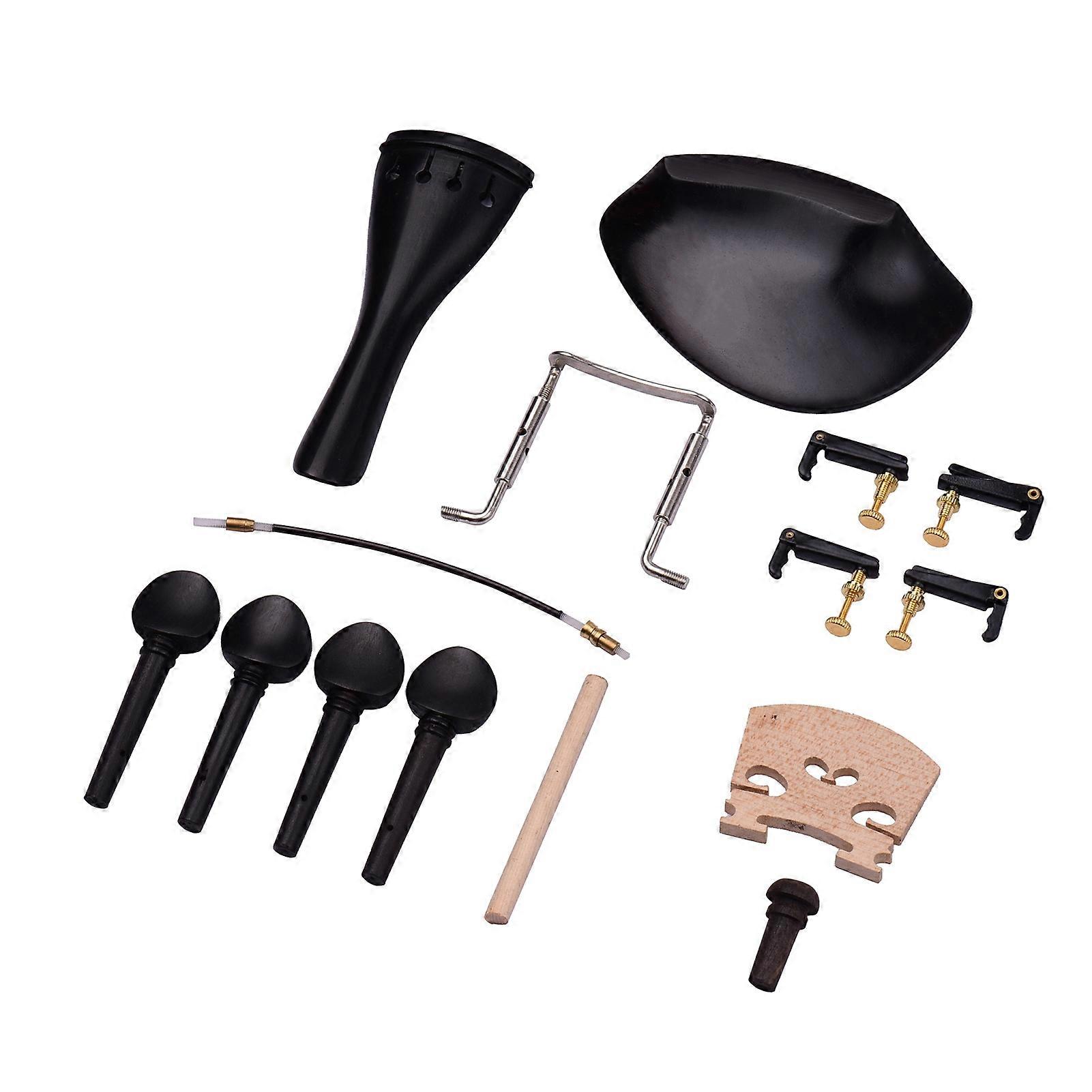 4/4 Full Size Violin Accessory Kit Black Plastic Nylon Parts Set