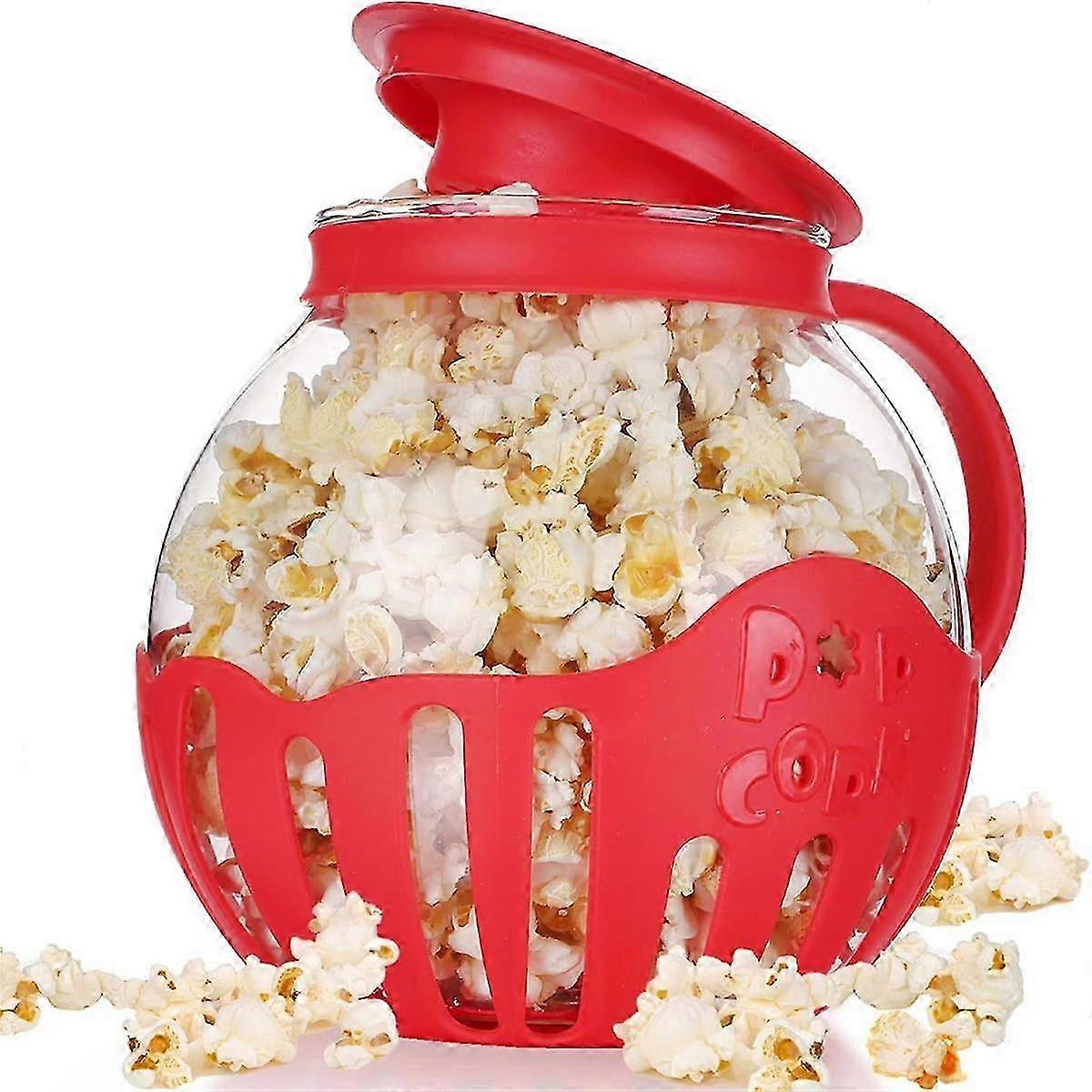 Popcorn Maker with Microwave Snack Popcorn Air Popper - 2.25 Quart Bowl, Borosilicate Glass, Red Accessory for Kitchen