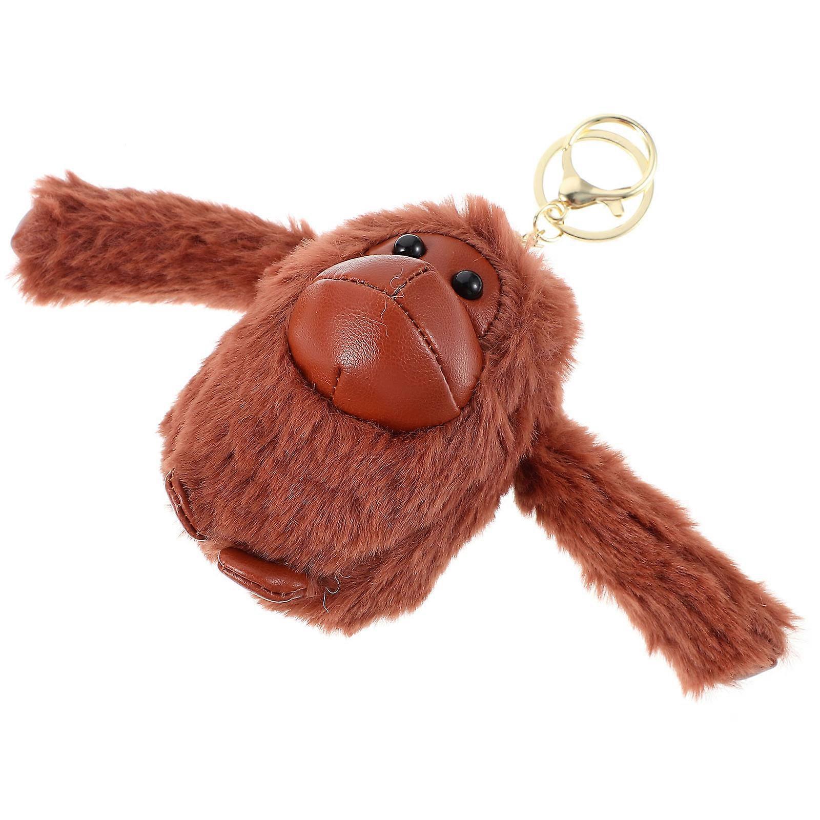 Gorilla Pendant Keyring Handbags Brown Plush and Metal Alloy with 1Set