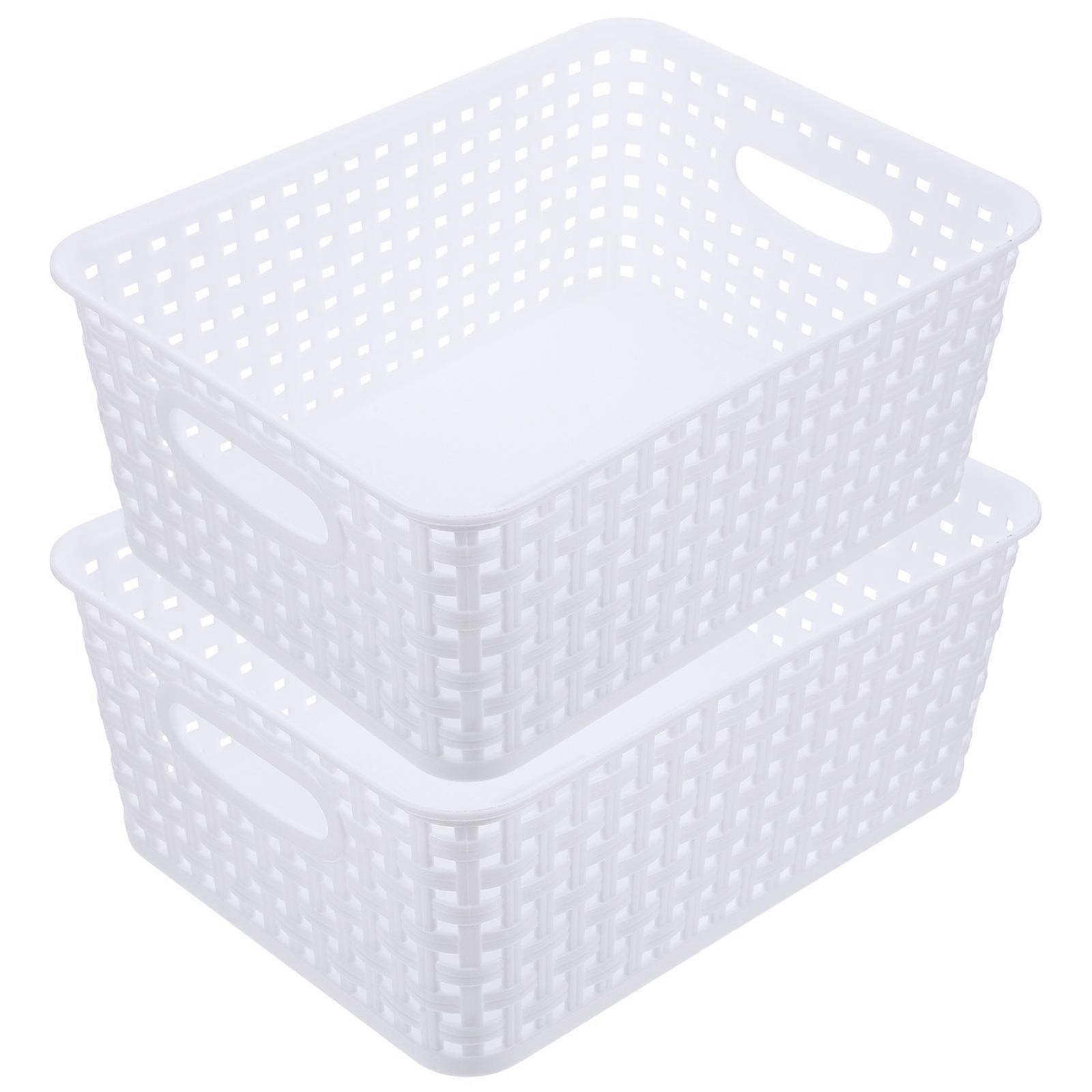 2pcs Storage Baskets with Hollow Design for Easy Viewing – Versatile Organizing Trays for Home, Kitchen, Clothes, and Supplies