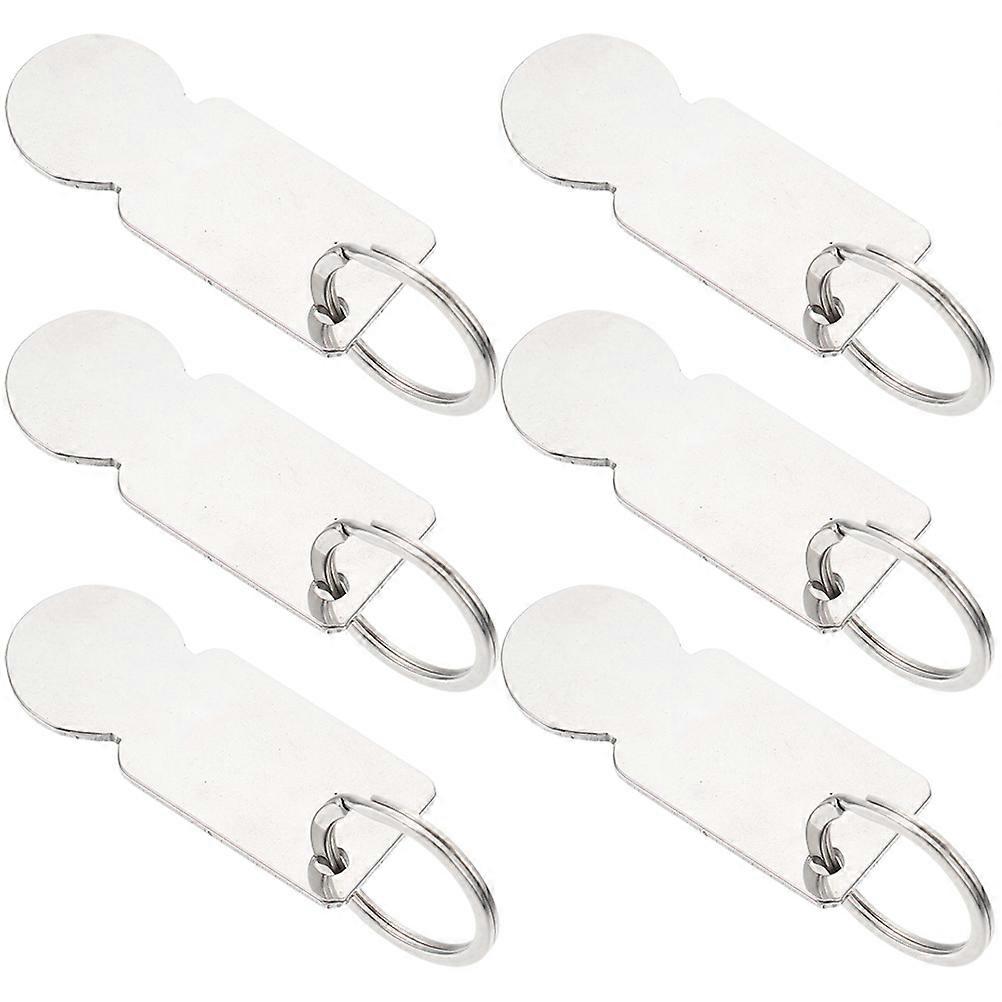 Shopping Cart Token Hanging Trolley Removers Suitable for Shopping Trolley Zinc Alloy Silver 6Pcs