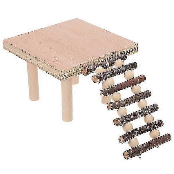 1pc Hamster Squirrel Wooden Standing Board Hamster Cage Ladder Platform-c