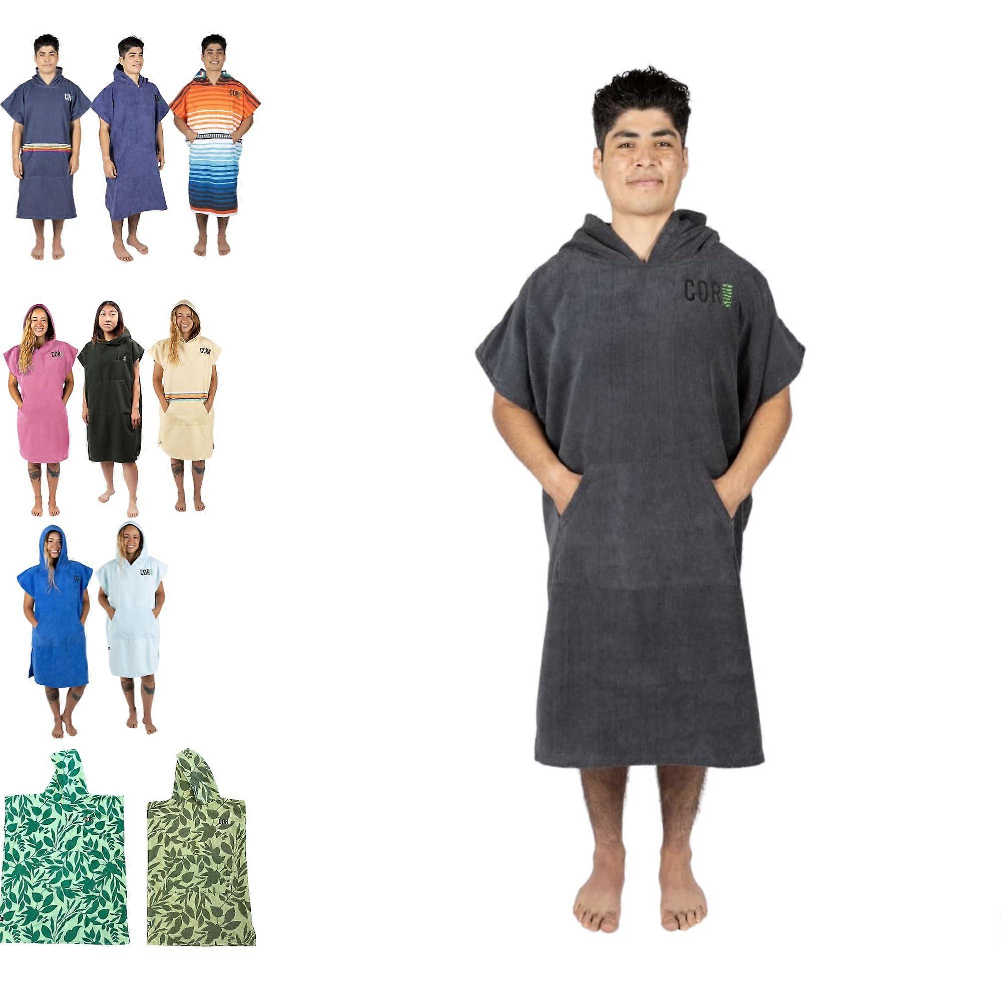 Changing Towel Poncho for Adults - Soft Quick Dry Microfibre Swimming Robe, Hooded Towel with Pockets, Lightweight Grey, Medium Large