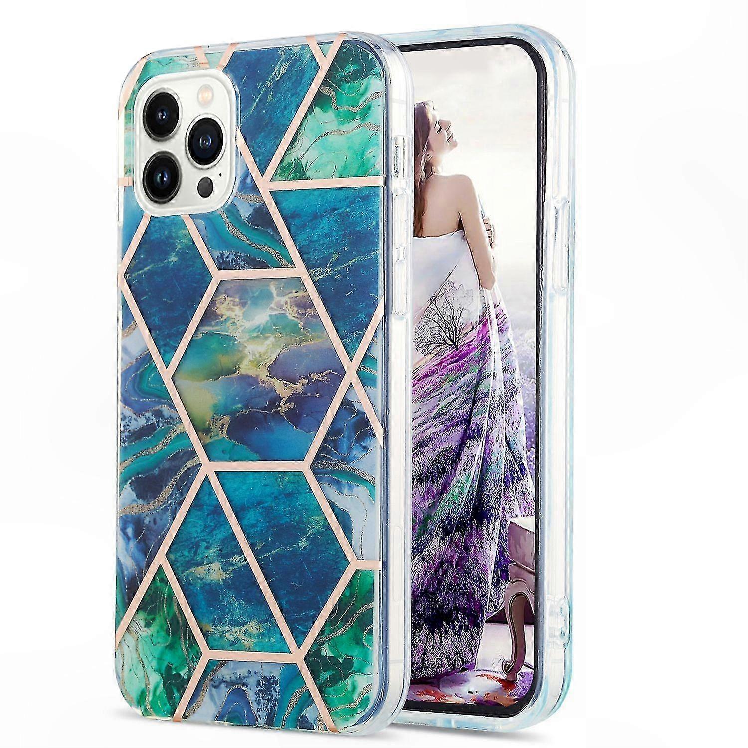 IMD Marble Design Electroplated TPU Back Case for 16 Pro Max