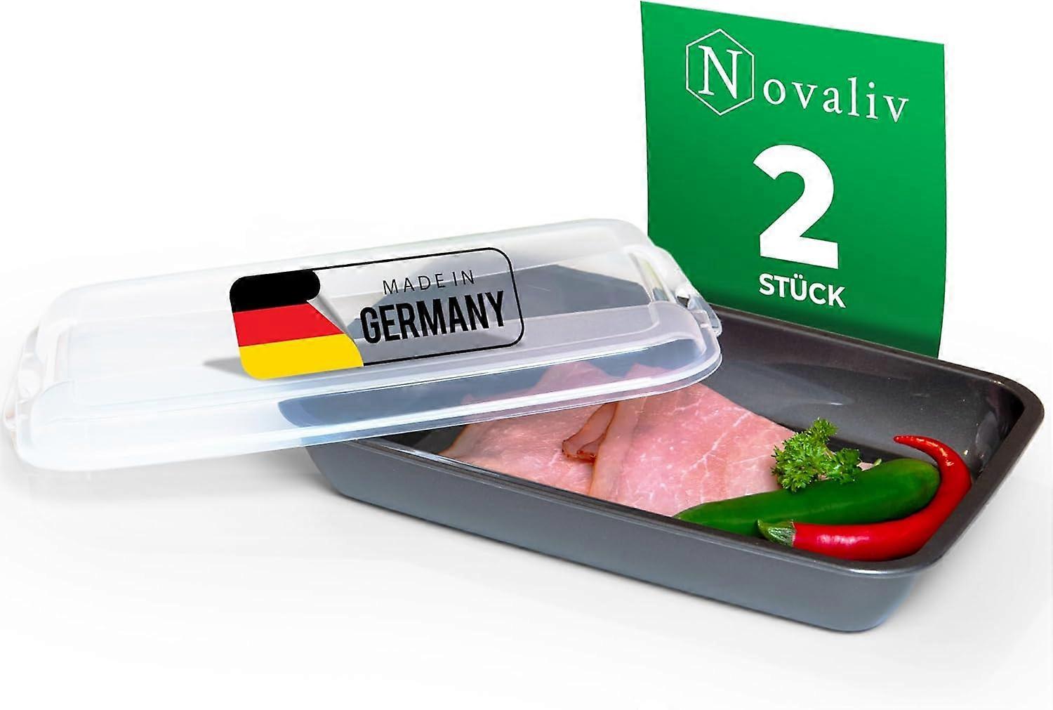 Novaliv 2er-Set Anthrazit Premium Aufschnittbox mit Transparentem Deckel, Frischhaltedosen für Wurst