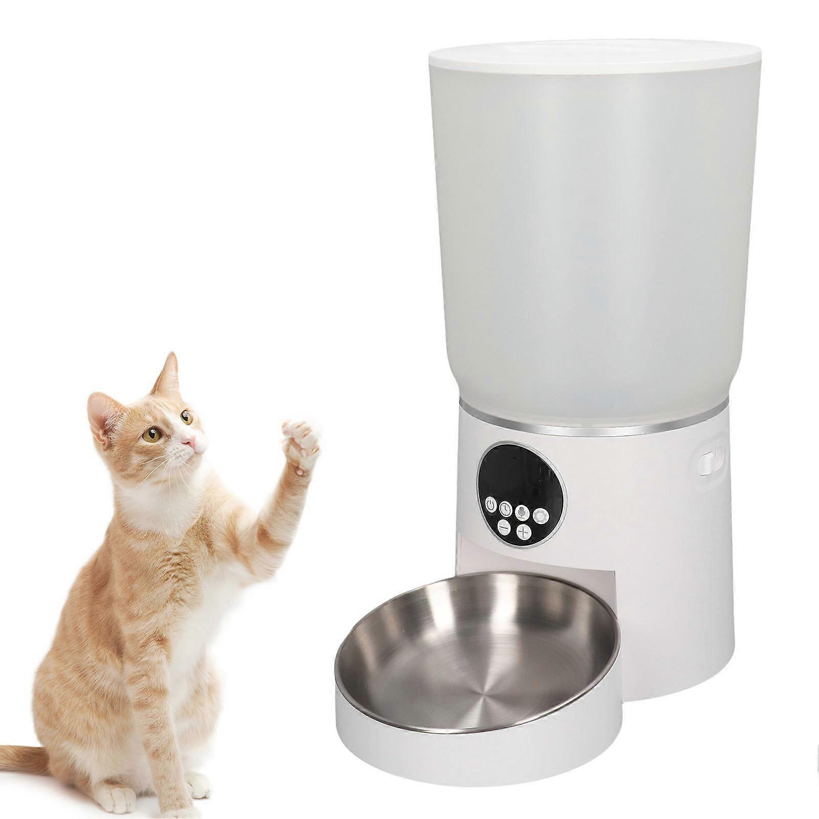 Automatic 5L Pet Feeder Dual Power White Button Type Dispenser