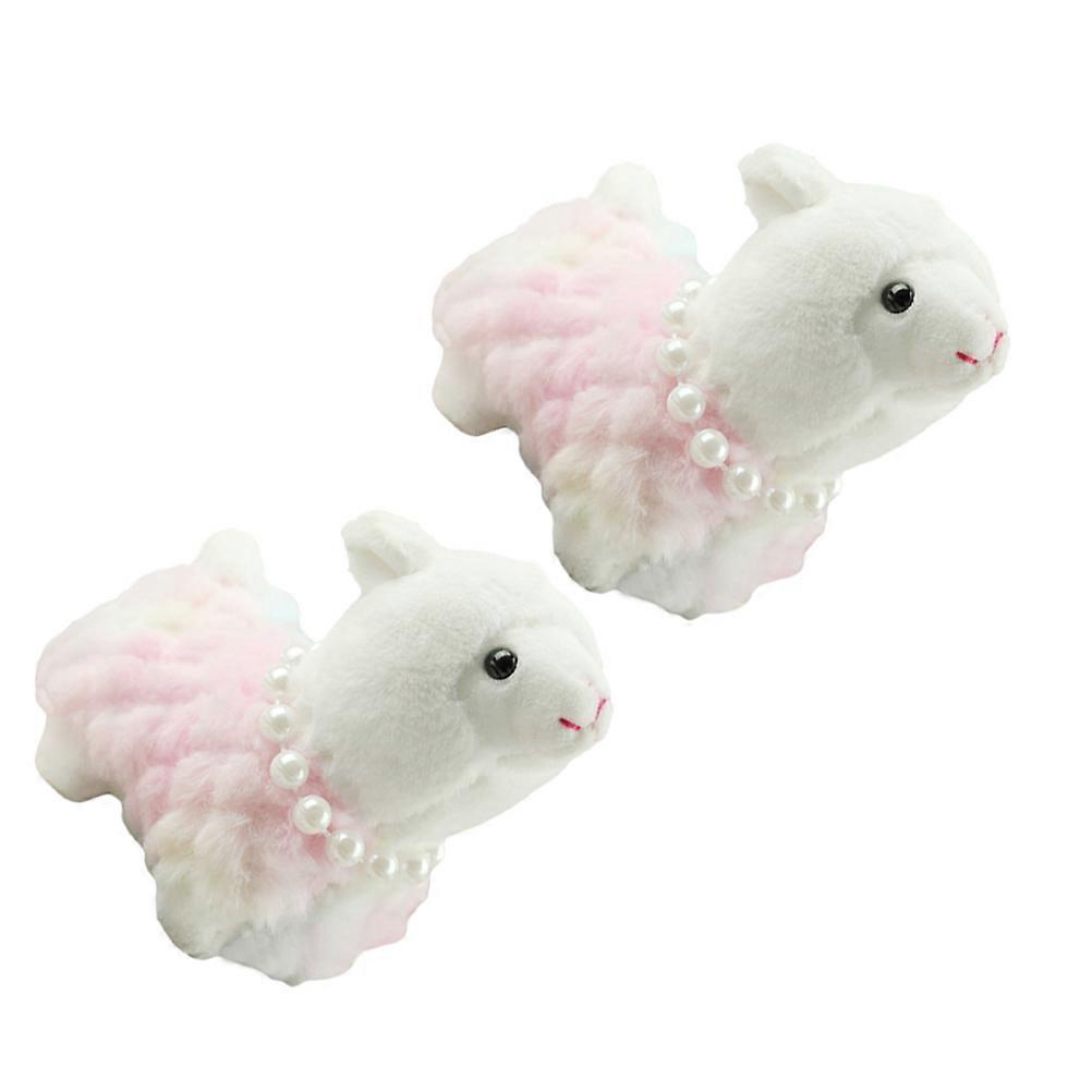 2Pcs Alpaca Keychain Charm Pendant for Everyday Use Decoration in Pink Plush Material