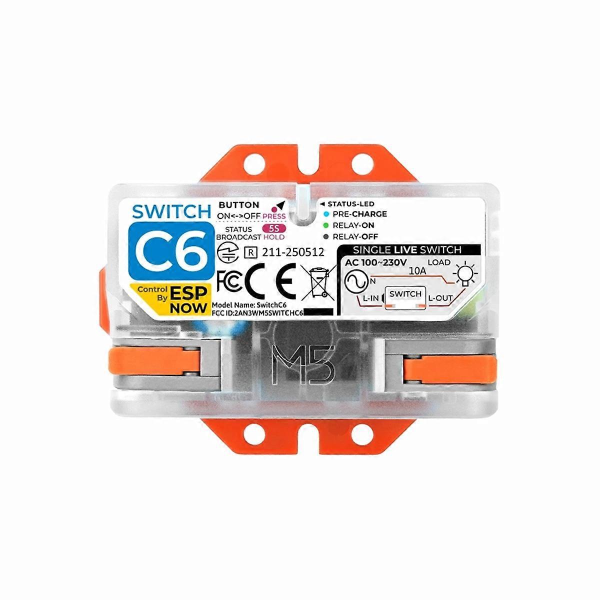 SwitchC6 IOT Single Live Wire Wi-Fi Smart Switch ESP32-C6 Latching Relay AC100-230V Input ESP-NOW Communication