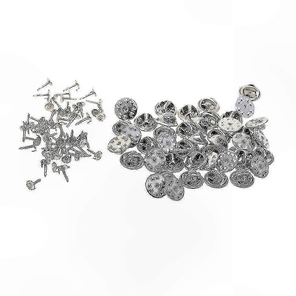 Silver Metal Fasteners for Badges, Hats, and Lapels - 50 Sets of Butterfly Clasps