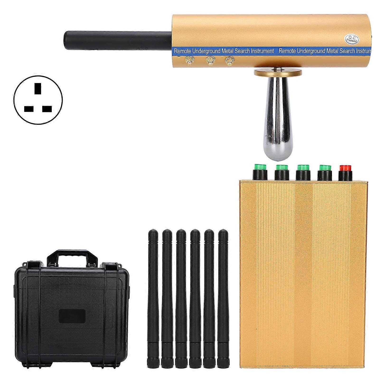Long Range Handheld Metal Gold Detector, Gem Diamond Detecting Tool with 6 Antennas, UK Plug 100-240V