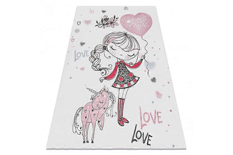 BAMBINO 2644 washing carpet Little girl, unicorn for children anti-slip - white / pink