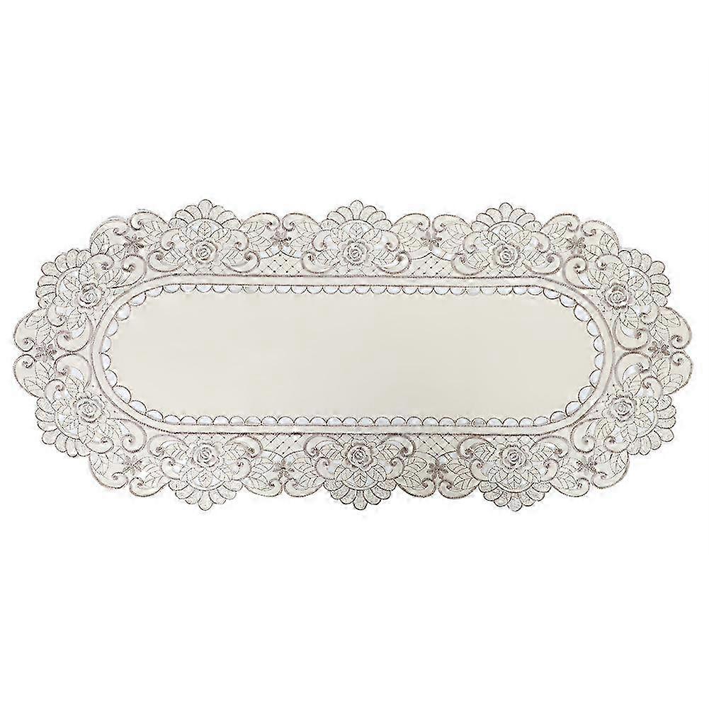 Oval table runner floral embroidery wedding table runner tablecloth placemat 2025