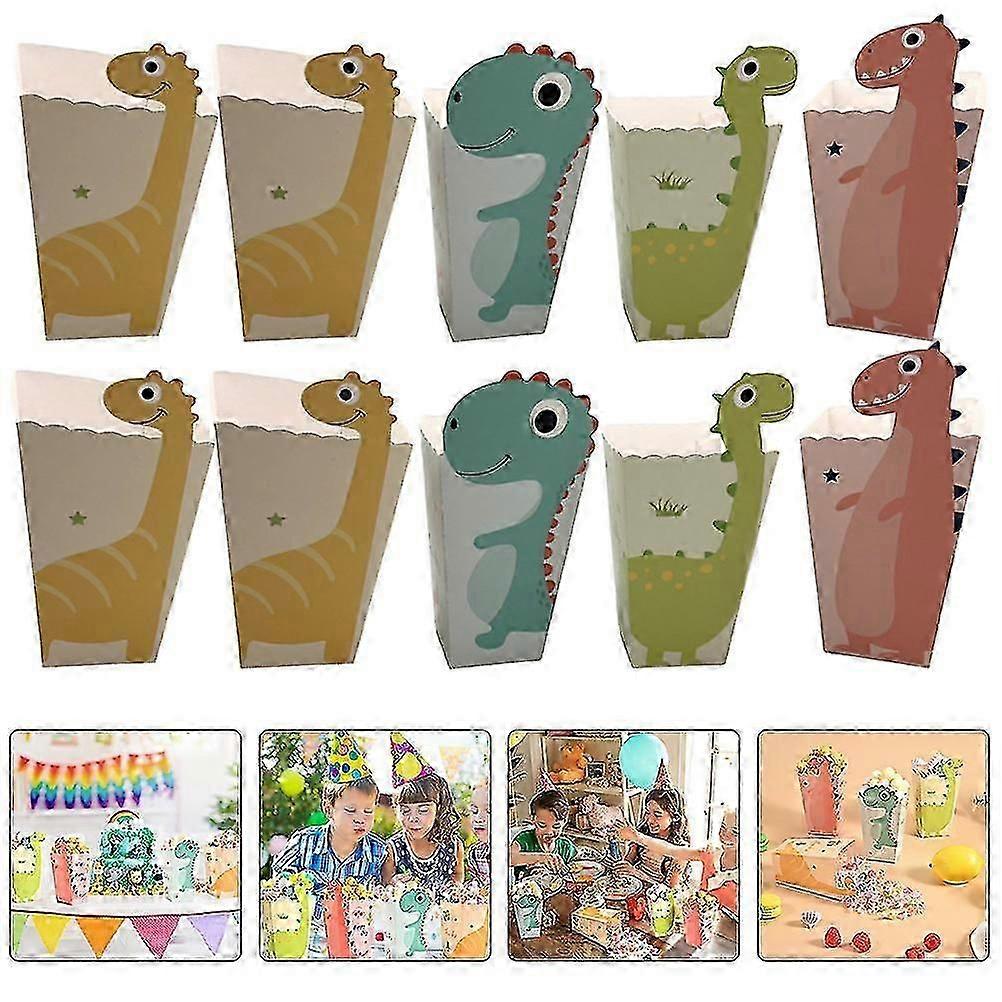 24pcs Cartoon Dinosaur Popcorn Bags Portable Popcorn Bag Paper Popcorn Bags Grease Proof Popcorn Bag