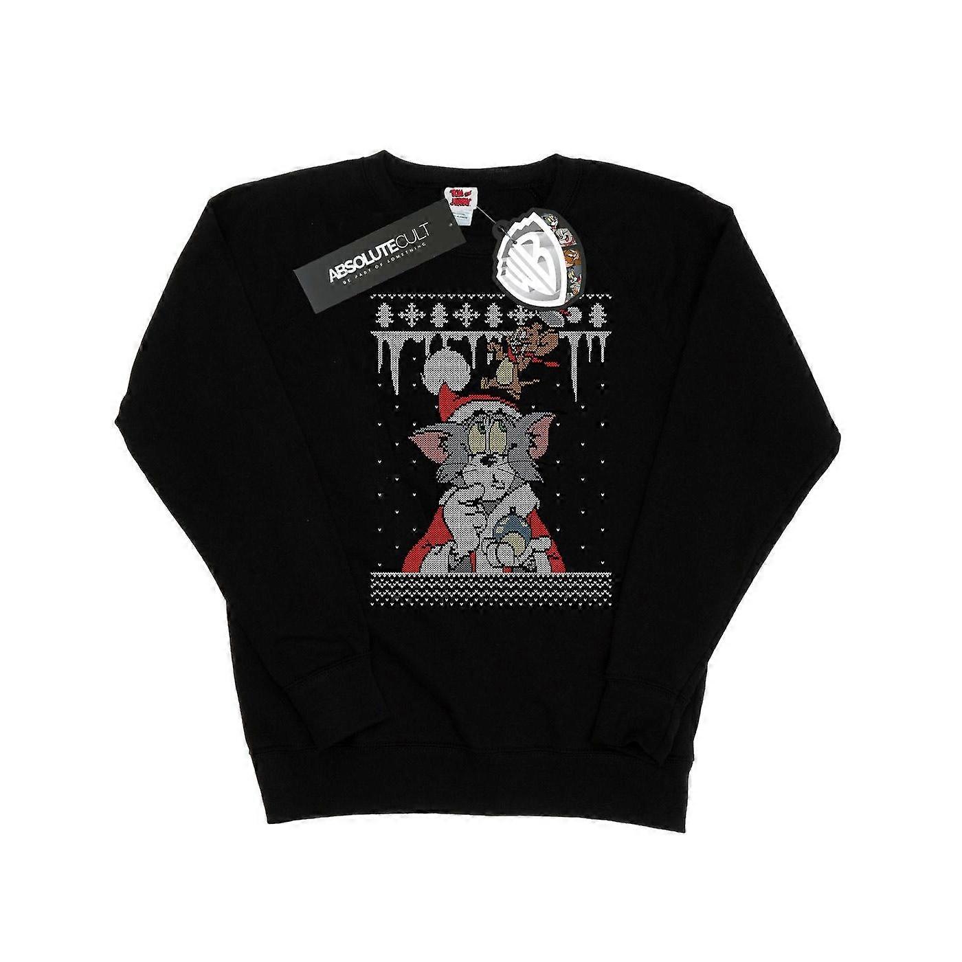 Tom & Jerry Tom And Jerry Femme/Dames Noël Fair Isle Sweatshirt Noir XL