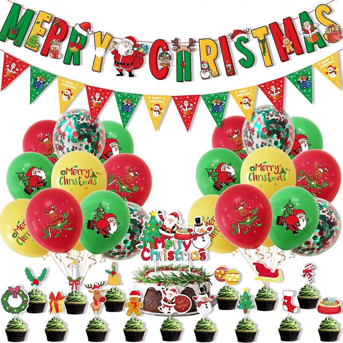 Christmas Party Decoration Set with Balloon Hangings and CardsProduct Name: Christmas Themed Party Balloon Set