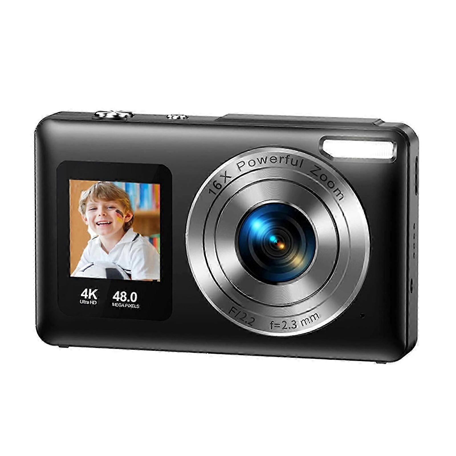 4K Digital Camera 64MP Two Display with 16x Zoom Portable Small Point and Shoot for Vloggers and Content Creators  White